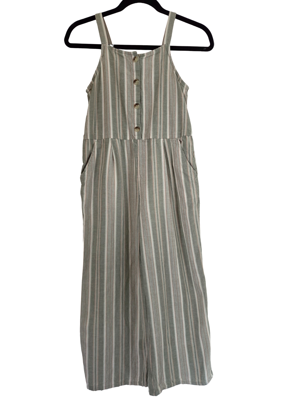 OshKosh B'gosh Girls' Striped Linen Button-Front Jumpsuit Wide Leg (12)